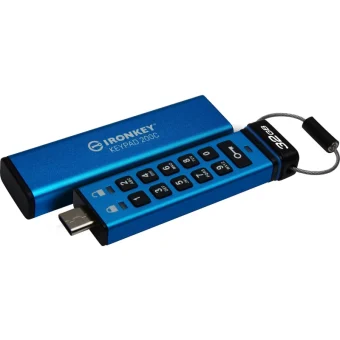 Kingston IronKey Keypad 200C 32GB USB 3.2 Stick με σύνδεση USB-C Μπλε IKKP200C/32GB