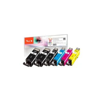 Peach Πακέτο Συμβατών Μελανιών Εκτυπωτή InkJet Canon PGI-520/CLI-521 19ml Μαύρο 6τμχ PI100-247