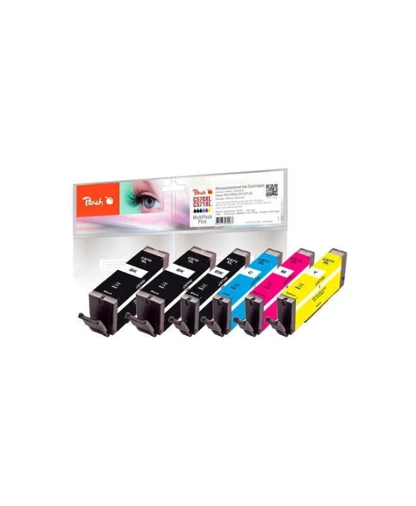 Peach Πακέτο Συμβατών Μελανιών Εκτυπωτή InkJet Canon PGI-570XL/ CLI-571XL Μαύρο 1τμχ PI100-303