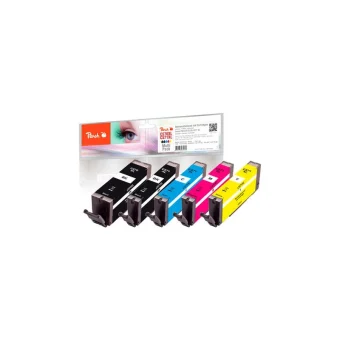 Peach Πακέτο Συμβατών Μελανιών Εκτυπωτή InkJet Canon PGI-570XL, CLI-571XL 975 Σελίδων 11ml Μαύρο 5τμχ PI100-302