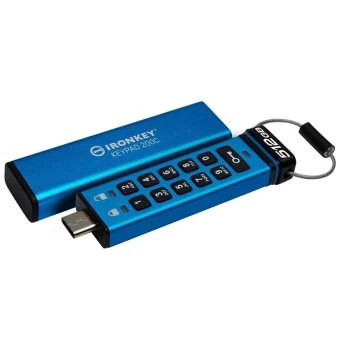 Kingston IronKey Keypad 200C 512GB USB 3.2 Stick με σύνδεση USB-C Μπλε IKKP200C/512GB