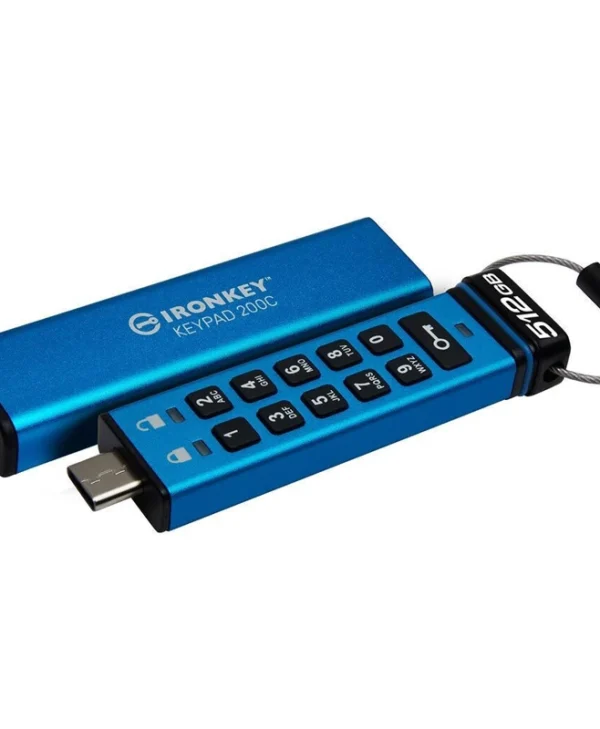 Kingston IronKey Keypad 200C 512GB USB 3.2 Stick με σύνδεση USB-C Μπλε IKKP200C/512GB