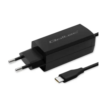 Qoltec Φορτιστής με Ενσωματωμένο Καλώδιο GaN USB-C 90W Power Delivery Μαύρος (52420)