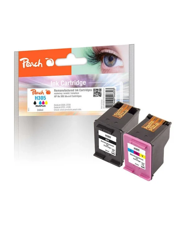 Peach Πακέτο Συμβατών Μελανιών Εκτυπωτή InkJet HP 305 220 Σελίδων Μαύρο 1τμχ PI300-948