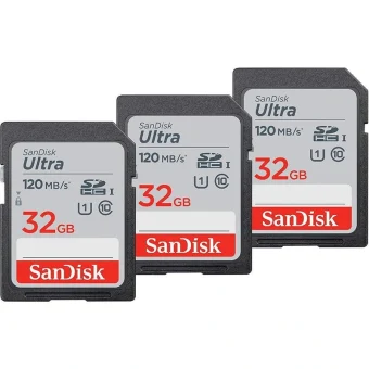 Sandisk Ultra 3-Pack SDHC 32GB Class 10 U1 UHS-I SDSDUN4-032G-GN6IM