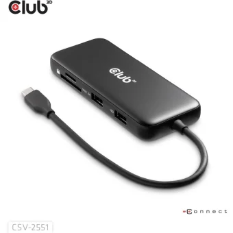 Club3D USB-C Docking Station με HDMI/DisplayPort 4K PD Ethernet Μαύρο (CSV-2551)