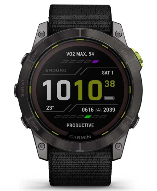 Garmin Enduro 2 Solar Titanium 51mm Αδιάβροχο Smartwatch με Παλμογράφο (Grey DLC Titanium with UltraFit Nylon Strap) 010-02754-01