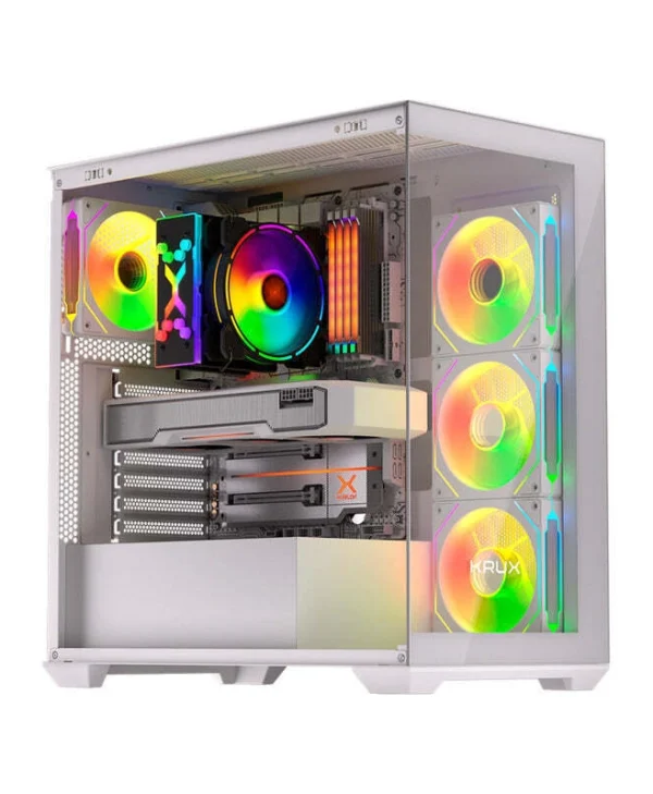 Krux Exo Gaming Midi Tower Κουτί Υπολογιστή με Πλαϊνό Παράθυρο και ARGB Φωτισμό Λευκό KRXD009