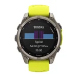 Garmin Fenix 8 Solar Titanium 47mm Αδιάβροχο Smartwatch με Παλμογράφο (Sapphire, Titanium With Amp Yellow/Graphite Silicone Band) 010-02906-21