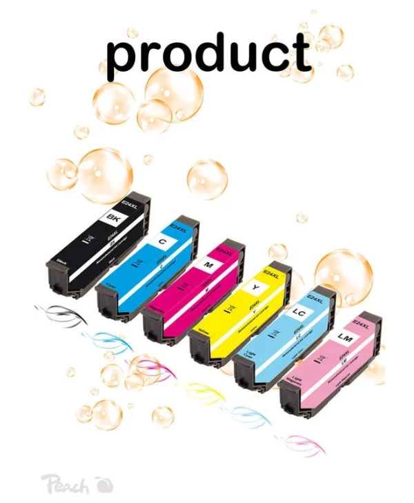 Peach Πακέτο Συμβατών Μελανιών Εκτυπωτή InkJet Epson T2438 55.7ml Μαύρο 1τμχ PI200-293