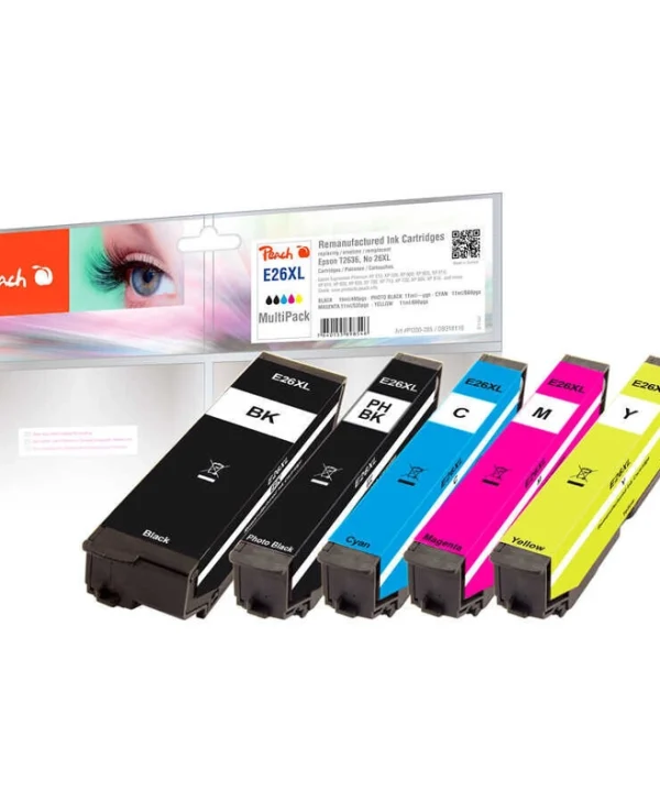 Peach Πακέτο Συμβατών Μελανιών Εκτυπωτή InkJet Epson T2636 245 Σελίδων 6.2ml Μαύρο 1τμχ PI200-285