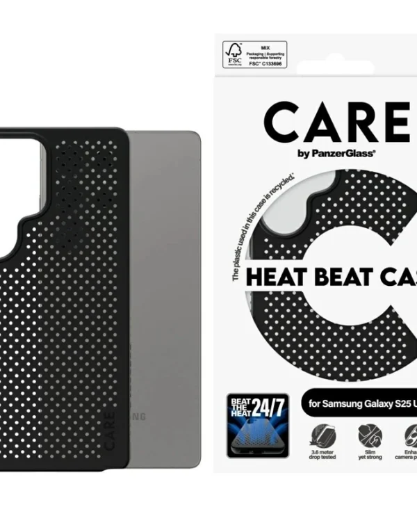 PanzerGlass Feature Heat Beat Back Cover Tempered Glass / Σιλικόνης Μαύρο (Galaxy S25 Ultra) CRRFEHBG38488