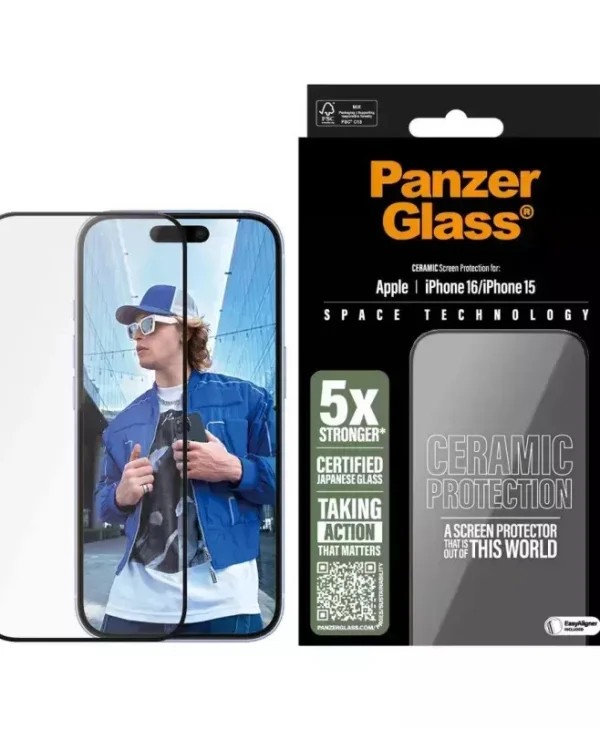 Panzerglass Ceramic Screen Protector Iphone 16 15 6.1" Ultra-wide Fit 2853