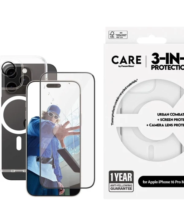 PanzerGlass Flagship 3-in-1 Bundle Back Cover Tempered Glass / Πλαστικό Διάφανο (iPhone 16 Pro Max) B1340+2864+1286