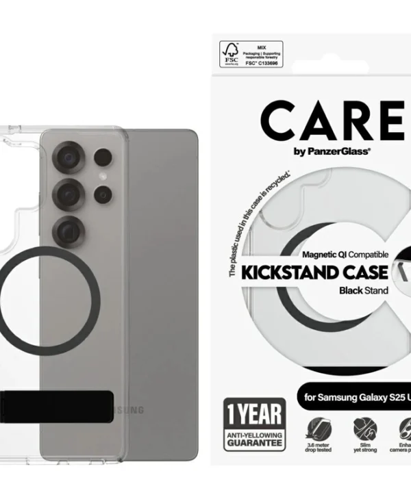PanzerGlass Feature Black Kickstand & Qi Back Cover Σιλικόνης Διάφανο (Galaxy S25 Ultra) CRRFBKQG38488