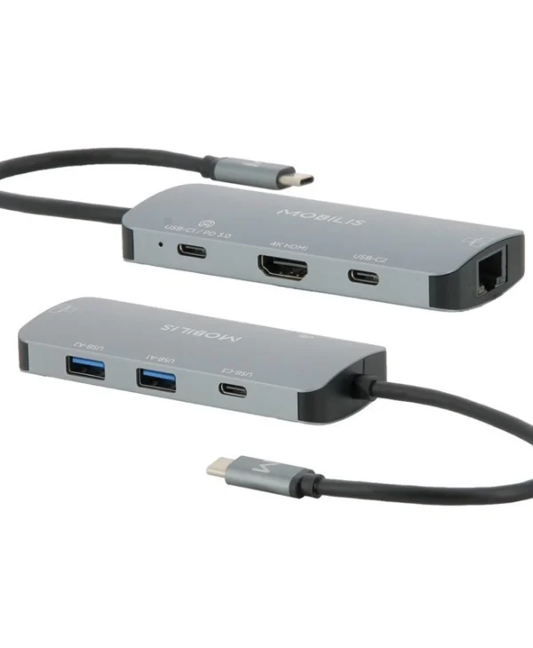 Mobilis USB-C Docking Station με HDMI 4K PD Ethernet Γκρι (001382)