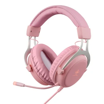 Deltaco PH85 Over Ear Gaming Headset με σύνδεση 2x3.5mm / USB Ροζ GAM-030-P