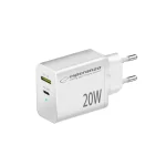 Esperanza Φορτιστής Χωρίς Καλώδιο με Θύρα USB-A και Θύρα USB-C 20W Power Delivery / Quick Charge 3.0 Λευκός (EZC105W)