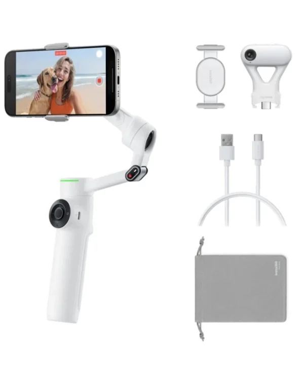 Insta360 Flow 2 AI Tracker Bundle Gimbal Κινητού με Σταθεροποιητή 3 Αξόνων και 10 ώρες λειτουργίας Λευκό CINSABQA/Flow2Lite10