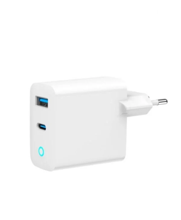 Gembird Φορτιστής Χωρίς Καλώδιο GaN με Θύρα USB-A και Θύρα USB-C 65W Power Delivery / Quick Charge 3.0 Λευκός (TA-UC-PDQC65L-W-01)