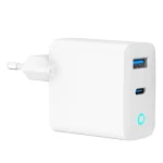 Gembird Φορτιστής Χωρίς Καλώδιο GaN με Θύρα USB-A και Θύρα USB-C 65W Power Delivery / Quick Charge 3.0 Λευκός (TA-UC-PDQC65L-W-01) - Image 2