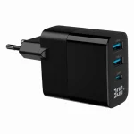 Gembird Φορτιστής Χωρίς Καλώδιο GaN με 2 Θύρες USB-A και Θύρα USB-C 30W Power Delivery / Quick Charge 3.0 Μαύρος (TA-UC-PDQC30LCD-BK-02) - Image 2