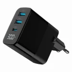 Gembird Φορτιστής Χωρίς Καλώδιο GaN με 2 Θύρες USB-A και Θύρα USB-C 30W Power Delivery / Quick Charge 3.0 Μαύρος (TA-UC-PDQC30LCD-BK-02) - Image 3