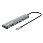 Manhattan USB-C Docking Station με HDMI 4K PD Ethernet Γκρι (190442) 190442