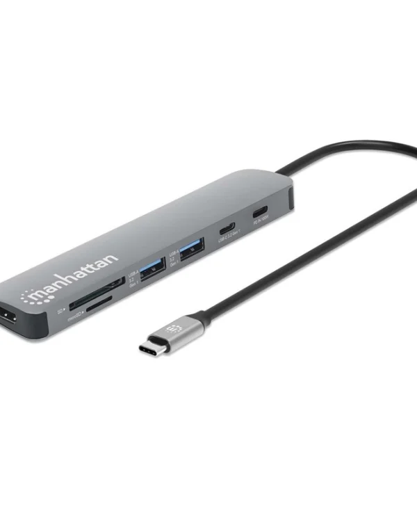 Manhattan USB-C Docking Station με HDMI 4K PD Ethernet Γκρι (190442) 190442