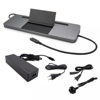 i-tec USB-C Docking Station με HDMI/DisplayPort 4K PD Ethernet και σύνδεση 3 Οθονών Γκρι (C31FLATPRO100) C31FLATPRO100