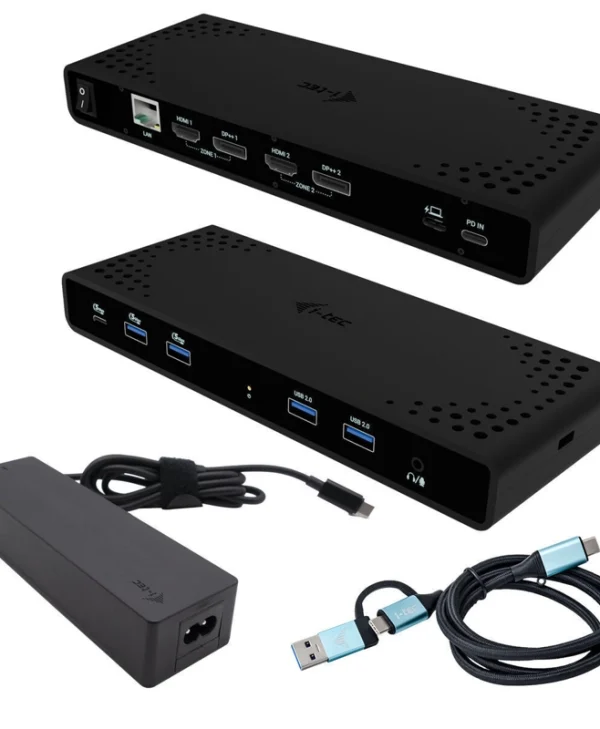 i-tec USB-C Docking Station με HDMI/DisplayPort 4K PD Ethernet και σύνδεση 2 Οθονών Μαύρο (CADUA4KDOCKPDB100) CADUA4KDOCKPDB100