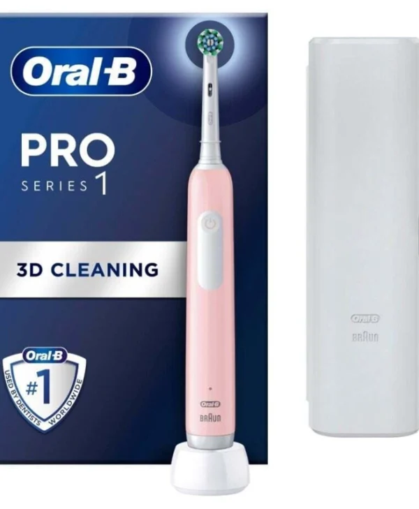 Oral-B Pro1 Ηλεκτρική Οδοντόβουρτσα με Αισθητήρα Πίεσης και Θήκη Ταξιδίου Ροζ