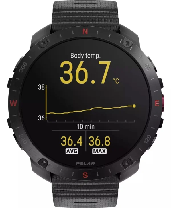 Polar Grit X2 Pro Stainless Steel 49mm Αδιάβροχο Smartwatch με Παλμογράφο (S/L Black Silicone Strap)