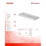 Transcend ESD240C USB 3.1 Εξωτερικός SSD 240GB M.2 Ασημί - Image 4