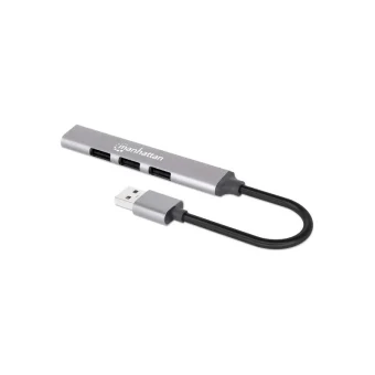 Manhattan USB 3.0 Hub 4 Θυρών με σύνδεση USB-A Ασημί