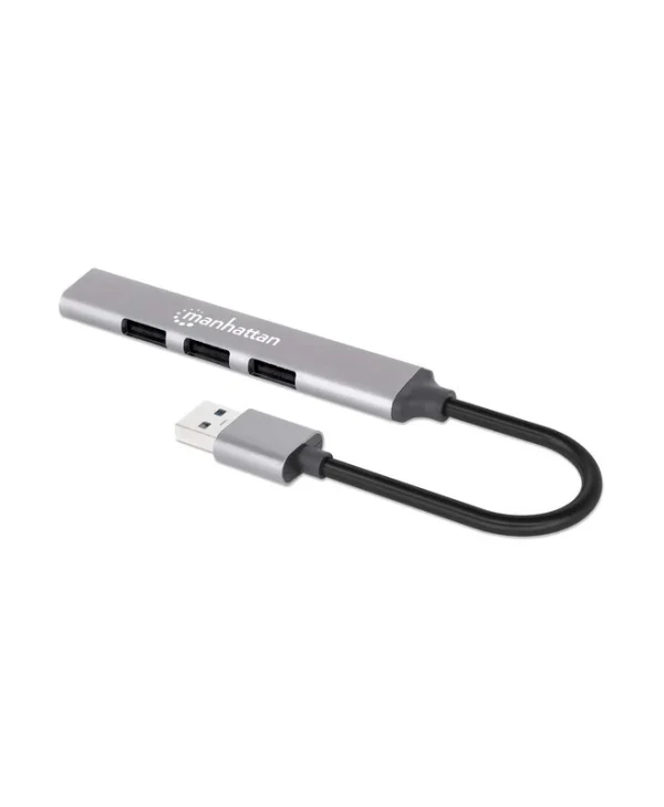 Manhattan USB 3.0 Hub 4 Θυρών με σύνδεση USB-A Ασημί
