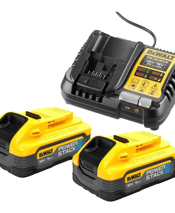Dewalt Σετ 2 Μπαταριών Εργαλείου 18V Χωρητικότητας 5Ah με Φορτιστή PowerStack