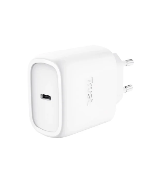 Trust Φορτιστής Χωρίς Καλώδιο GaN με Θύρα USB-C και Καλώδιο USB-C - USB-C 45W Λευκός (Maxo)