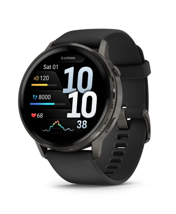 Garmin Venu 4 Stainless Steel 45mm Αδιάβροχο Smartwatch με Παλμογράφο (Slate with Black)