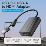 Vention Μετατροπέας USB-C / HDMI male σε USB-C / HDMI female Γκρι 1τμχ - Image 2
