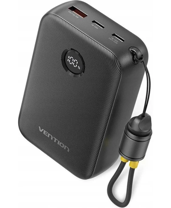 Vention Power Bank 20000mAh 22.5W με Θύρα USB-A και Θύρα USB-C Μαύρο