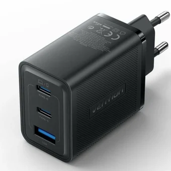 Vention Φορτιστής Χωρίς Καλώδιο GaN με Θύρα USB-A και 2 Θύρες USB-C 65W Μαύρος (FERB0-EU) FERB0-EU