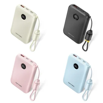 Vention Power Bank 10000mAh 22.5W με Θύρα USB-A και Θύρα USB-C Μαύρο