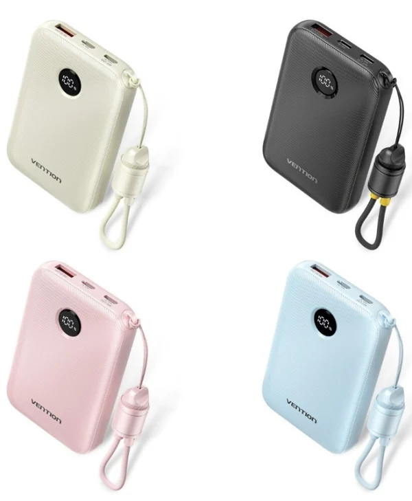 Vention Power Bank 10000mAh 22.5W με Θύρα USB-A και Θύρα USB-C Μαύρο