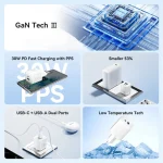 Vention Φορτιστής GaN με Θύρα USB-A και Θύρα USB-C και Καλώδιο USB-C - USB-C 30W Power Delivery Λευκός (TZ-FEQW0-EU-01) TZ-FEQW0-EU-01 - Image 7