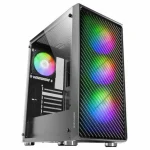 Mars Gaming MC-F Gaming Midi Tower Κουτί Υπολογιστή με Πλαϊνό Παράθυρο και RGB Φωτισμό Μαύρο