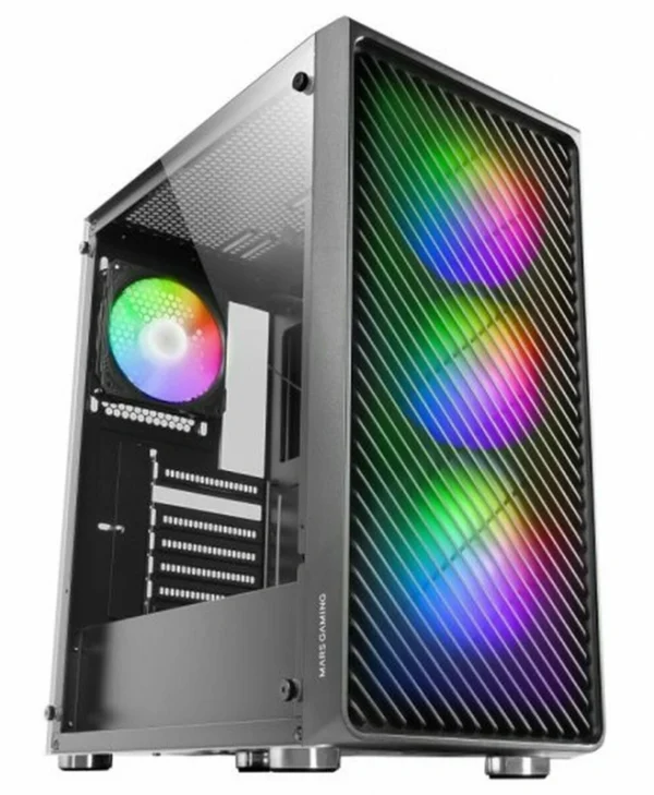 Mars Gaming MC-F Gaming Midi Tower Κουτί Υπολογιστή με Πλαϊνό Παράθυρο και RGB Φωτισμό Μαύρο