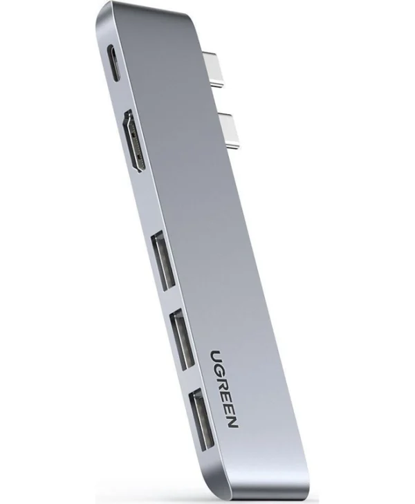 Ugreen CM251 Docking Station με Διπλό USB-C HDMI 4K PD και σύνδεση 2 Οθονών Ασημί
