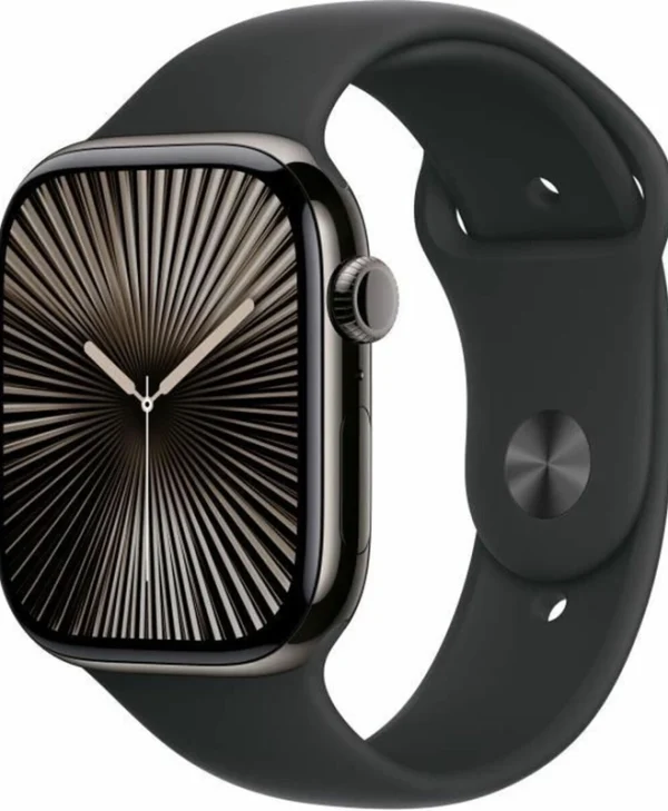 Apple Watch Series 10 Cellular Titanium 46mm Αδιάβροχο με eSIM και Παλμογράφο (Slate - Black Sport Band – S/M)