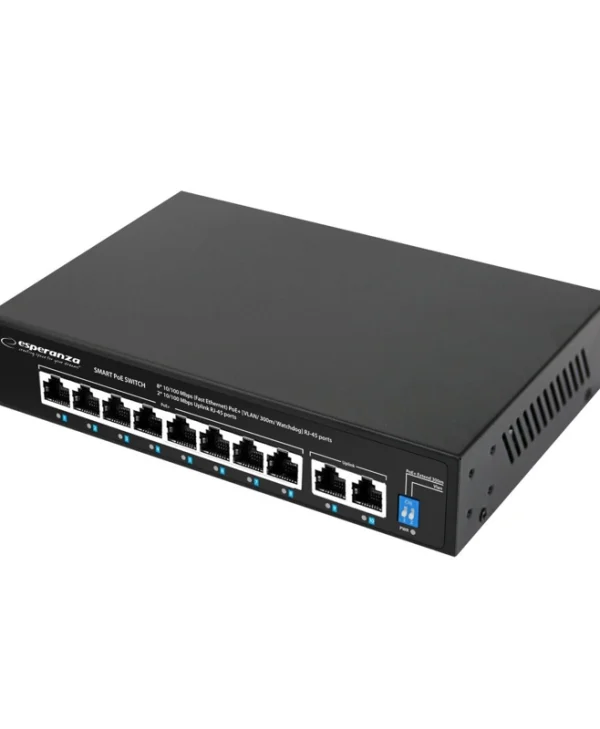 Esperanza ENS106 Unmanaged L2 PoE+ Switch με 10 Θύρες Gigabit (1Gbps) Ethernet ENS106